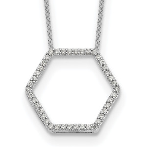 True Origin 14K White Gold 1/4 carat Lab Grown Diamond VS/SI D E F Hexagon 18 inch Necklace