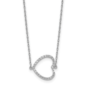 14k White Gold Sideways Diamond Heart 18in Necklace