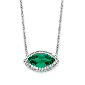 Marquise Created Gemstone and Diamond Halo Necklaces