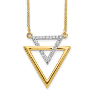 14k Polished Double Triangle Diamond 18in Necklace