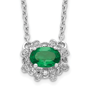 Diamond and Oval Emerald 18 inch Necklaces