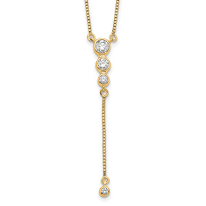 14k Diamond 3-stone with dangle 18 inch Necklace