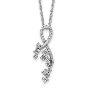 14k White Gold Fancy Florina Diamond Chain Slide Necklace