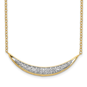 14k Diamond Curved Bar 18 inch Necklace