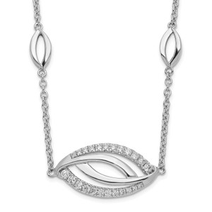 14k White Gold Eye-Shape Diamond 18in Necklace