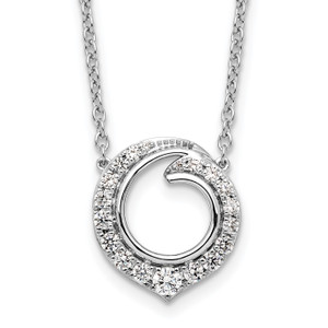 14k White Gold Fancy Circle Diamond 18in Necklace