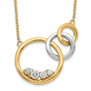 14k Two-tone Polished Diamond Triple Circle 18in Necklace