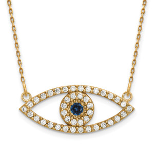 14k Medium Necklace Diamond and Sapphire Evil Eye