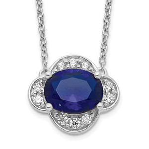 Diamond and Oval Sapphire 18 inch Necklaces