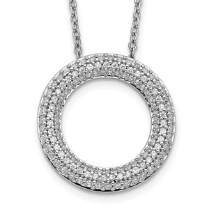 14k White Gold Diamond Circle 18 inch Necklace