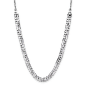 14K White Gold Lab Grown Diamond Two-row Tennis Style Bolo Necklace