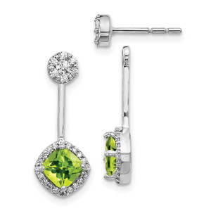 14k White Gold Diamond & Peridot Earrings