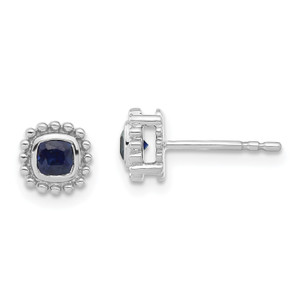 14k White Gold Cushion Sapphire Earrings