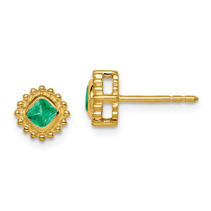 14k Cushion Emerald Earrings