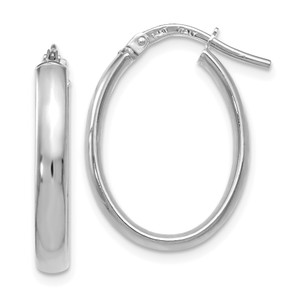 Leslie's 14K White Gold Polished Oval Hoop Earrings