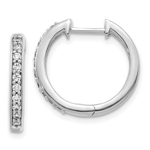 14k White Gold Diamond 2mm Hinged Hoop Earrings EM5400-016-WA