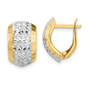 14k w/ White Rhodium Diamond-cut Hoop Earrings YE1907