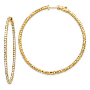 14k White Gold A Diamond hinged hoop Earrings XE218A