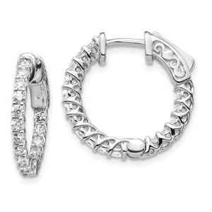 14k Diamond Round Hoop with Safety Clasp Earrings XE2003AA