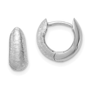 14K with White Rhodium  Texture Wave Hoop Earrings TL1134
