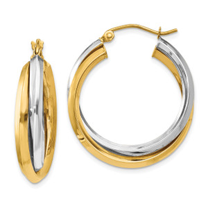 14k Two-tone Polished Double Oval Hoop Earrings TM397