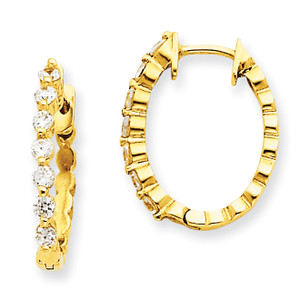 14k White Gold A Diamond Hinged Hoop Earrings XE1351A