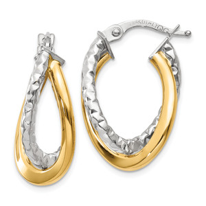 14K Tri-color Polished Post Hoop EarringTF712