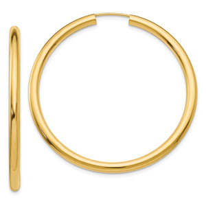 14k Polished Endless Tube Hoop Earrings TF811