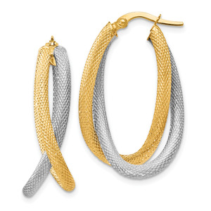 Leslie's 14K Two-tone Textured Hoop Earrings