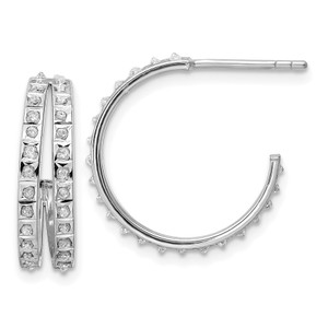 Diamond Fascination Diamond Mystique Sterling Silver Platinum-plated Diamond Post Hoop Earrings QDF184