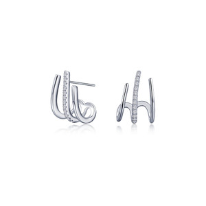 Lafonn Split Huggie Earrings in sterling silver bonded with platinum