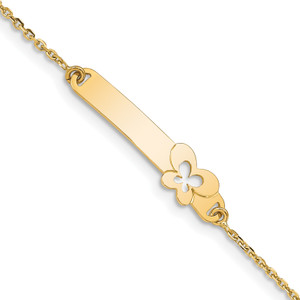 14K Children's Polished Flower with 1in ext. ID Bracelet