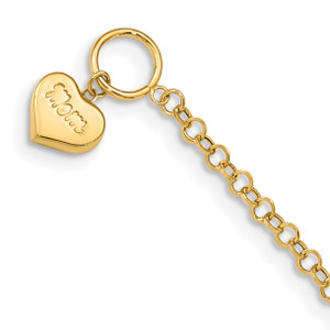 14k Puffed Mom Heart Toggle Bracelet