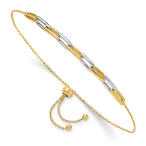 Leslie's 14K Two-tone Polished Fancy Link Adjustable Bracelet