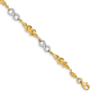 14K Two-Tone Infinity and Swirls Bracelet