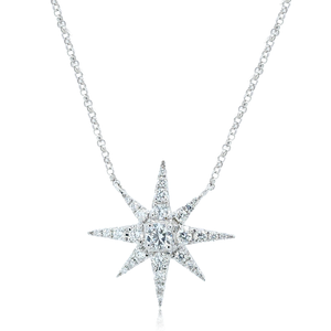 18K White Gold Star Diamond Necklace  0.70 ctw