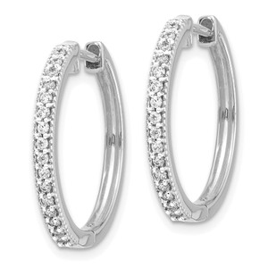 14k White Gold Diamond Milgrain Hinged Hoop Earrings