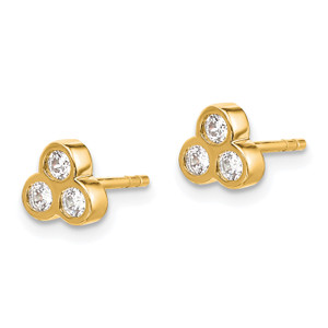 14k 3-stone Diamond Earrings