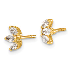 14k 3-stone Marquise Diamond Earrings