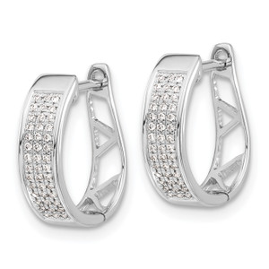 14k White Gold Diamond Hinged Oval Hoop Earrings