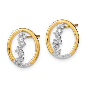 14k Polished Diamond Dangle Circle Post Earrings