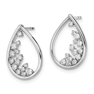 14k White Gold Polished Teardrop Post Earrings