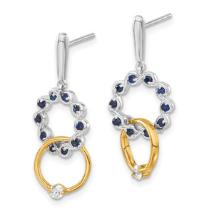 14k Two-tone Sapphire and Diamond Earrings