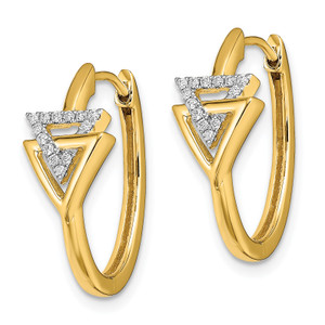 14k Polished Double Triangle Hinged Hoop Earrings