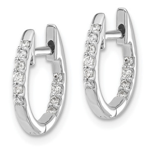 14k White Gold In/Out Diamond Hinged Hoop Earrings