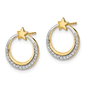 14k Polished Moon and Stars Diamond Post Earrings