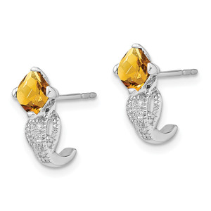 14k White Gold Citrine and Diamond Earrings