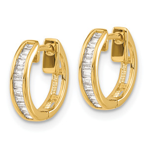 14k Baguette Diamond Hinged Hoop Earrings