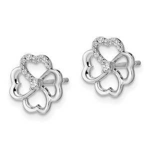 14k White Gold Diamond Fancy Clover Earrings