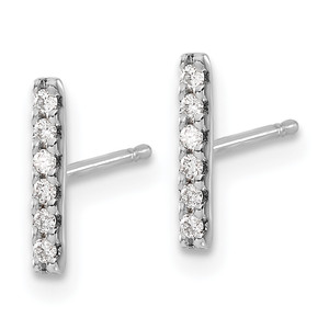 14k White Gold Diamond Bar Earrings